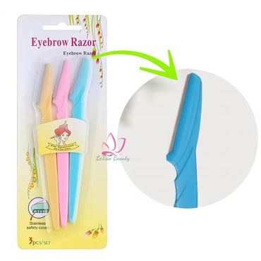 Eyebrow Razor โ 3-Piece Set (Stainless Safety Cover)