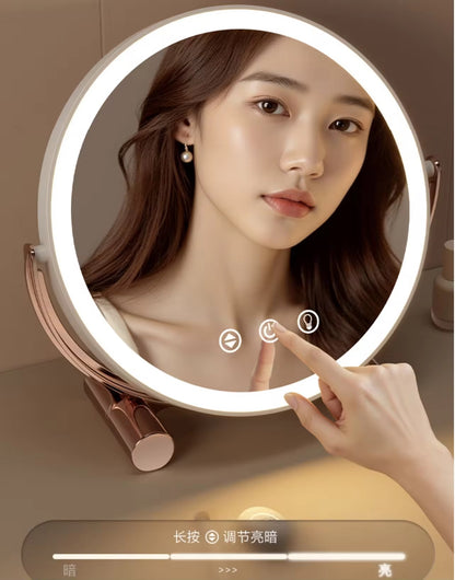Touch Control LED Makeup Mirror with Adjustable Brightness – Dimmable Ring Light Vanity Mirror with 3 Lighting Modes