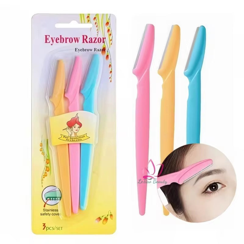 Eyebrow Razor – 3-Piece Set (Stainless Safety Cover)