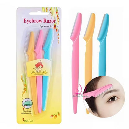 Eyebrow Razor – 3-Piece Set (Stainless Safety Cover)