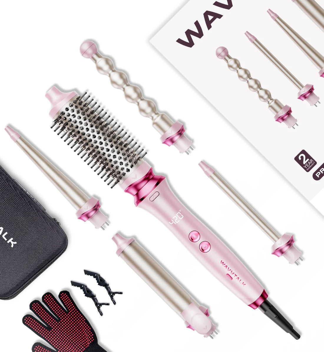 Wavytalk 5 in 1 Heatwave Pro Air Styler | Multi Functional Hair Dryer Brush & Curling Wand Set