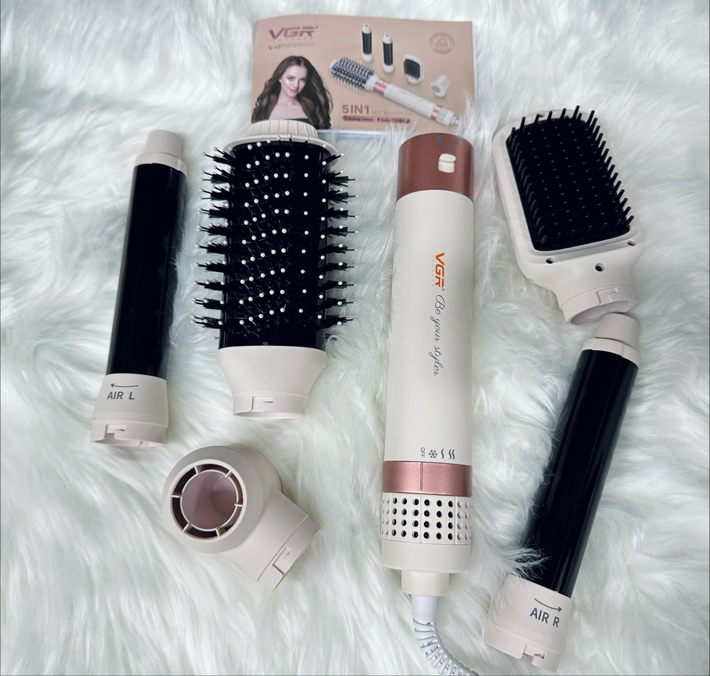 VGR V-487 5-in-1 Professional Hot Air Styler | Hair Dryer, Volumizer, Curler & Styling Brush