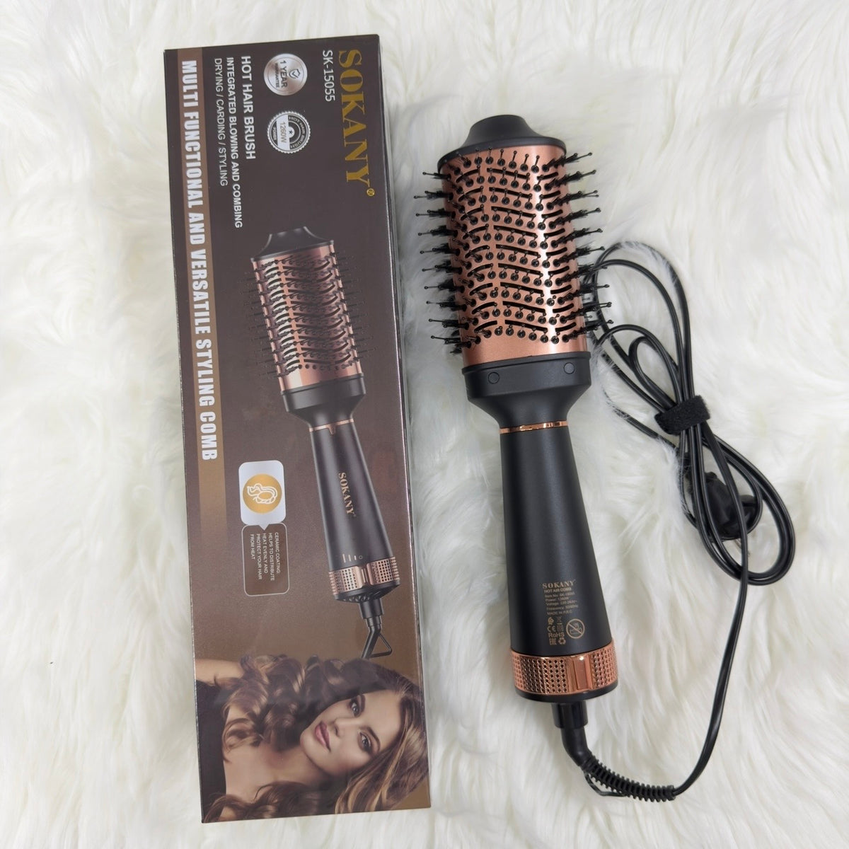 SOKANY Professional Hot Air Brush SK-15055 1260W | 2-in-1 Hair Dryer & Volumizing Styling Brush