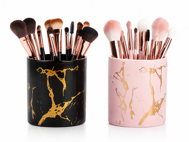 Luxury Marble Makeup Brush Holder – Ceramic Cosmetic Organizer for Vanity, Dressing Table & Bathroom