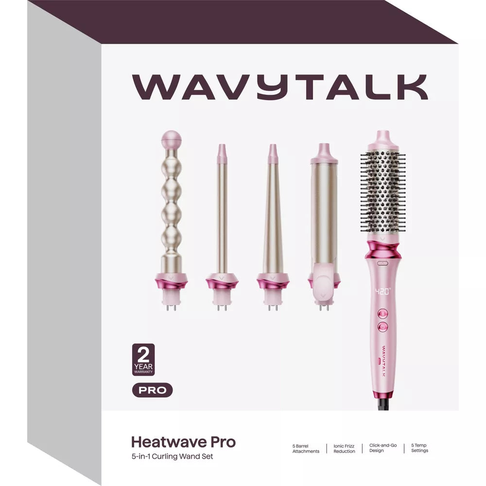 Wavytalk 5 in 1 Heatwave Pro Air Styler | Multi Functional Hair Dryer Brush & Curling Wand Set