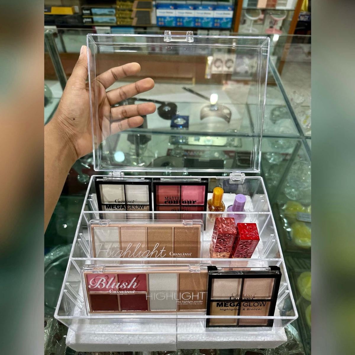 Premium Acrylic Makeup Organizer Box with Lid | Cosmetic Storage Box for Makeup & Beauty Essentials Bangladesh-EPO