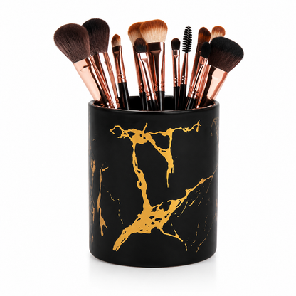 Luxury Marble Makeup Brush Holder – Ceramic Cosmetic Organizer for Vanity, Dressing Table & Bathroom