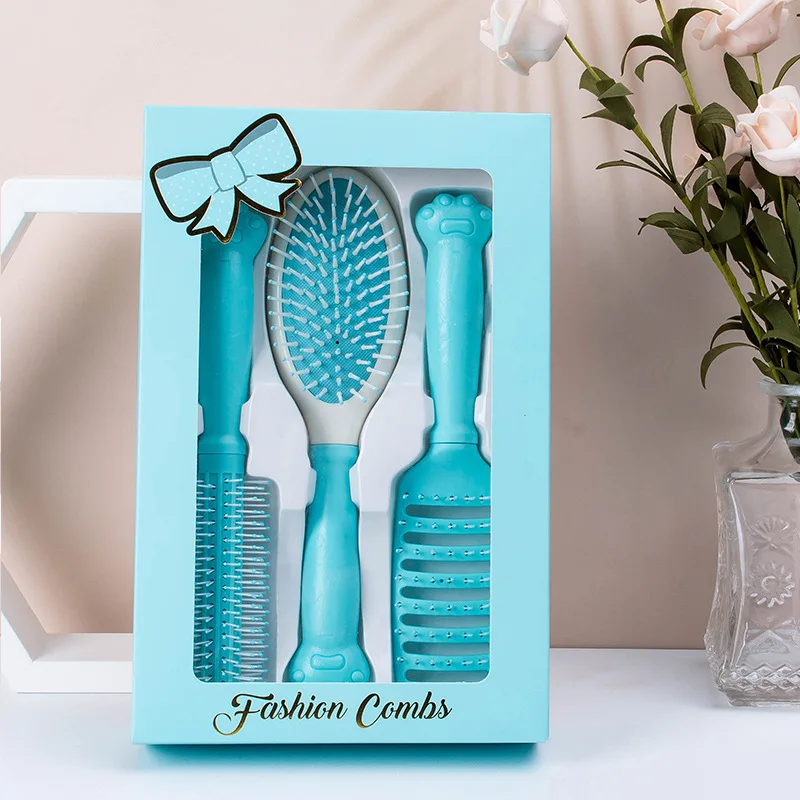 Amazon Best Seller 3 Pcs Cute Cat Paw Shape Hair Brush Set.