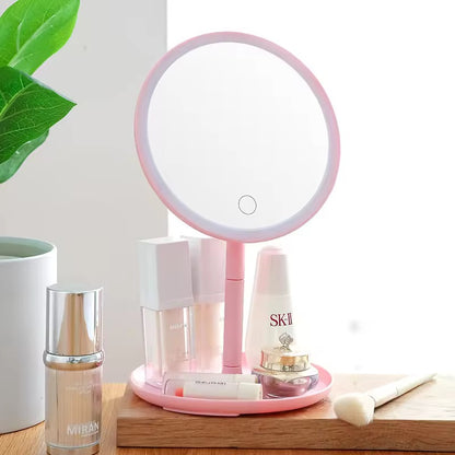 LED Ring Light Makeup Mirror with Adjustable Brightness – 3 Color Modes Vanity Mirror with Touch Control