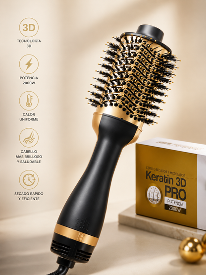 Keratin Pro 3D 2000W Hair Volumizer- 4 in 1 Hot Air Brush I Best price in Bangladesh
